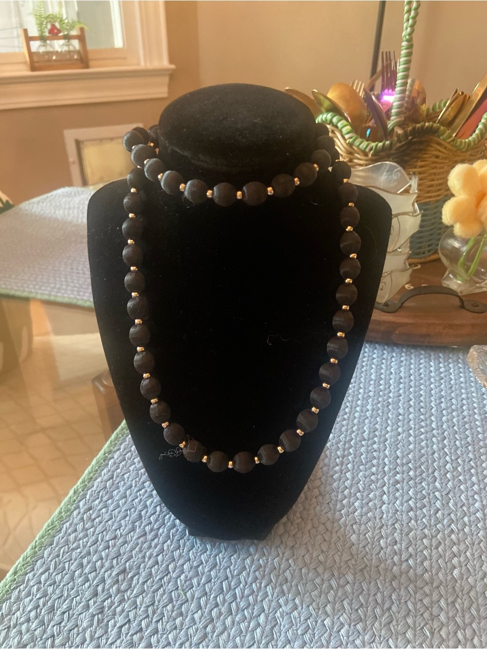 Classic Black Beaded Necklace Set - Unbranded